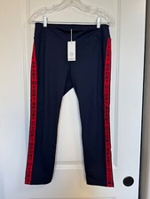 NWT Tory Burch Sport Women Navy 7/8 Leggings, Red logo, Size Large