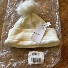 Old Navy Faux-Fur Pom-Pom Beanie for Kids - Size S/M - Cream Color - NWT