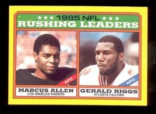 1986 Topps MARCUS ALLEN GERALD RIGGS Falcons Raiders Rushing Leaders Card