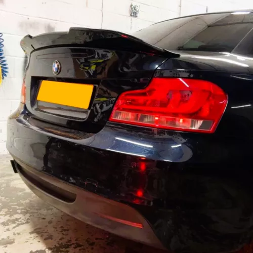 BMW 1 Series Coupe E82 1M Gloss Black Rear Hick Kick PSM Ducktail Spoiler Wing - Picture 5 of 9