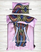 Couverture De Duvet Réversible En Taille Twin Boho Rose Pour Éléphant