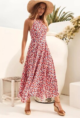 MISTER ZIMI Inka Halter Maxi Dress sz 8 Confetti Print | eBay Australia