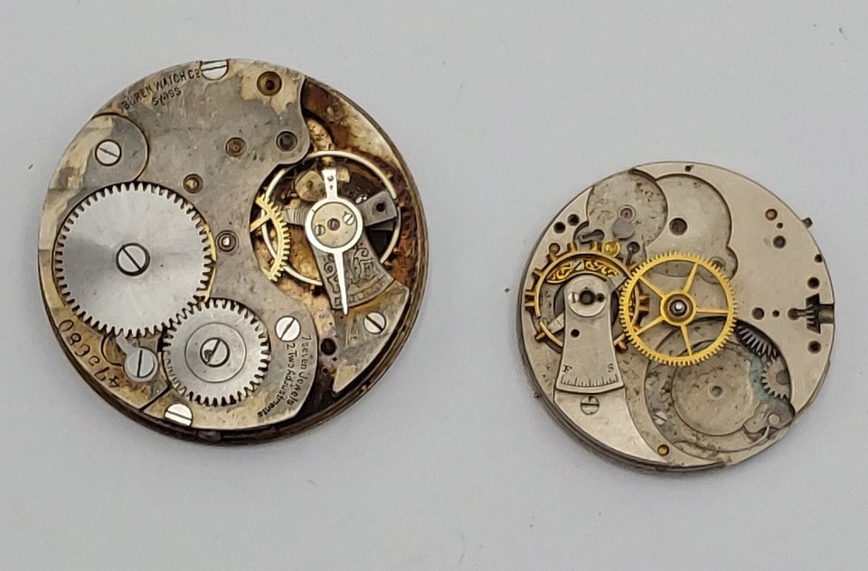 Parts Repair Vintage Pocket Watch Lot 8 Mechanism Parts Dials Porcelain