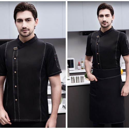 Unisex Chef Jacket Coat Uniform Kitchen Short Sleeve Cooking Restaurant Top - Picture 26 of 34