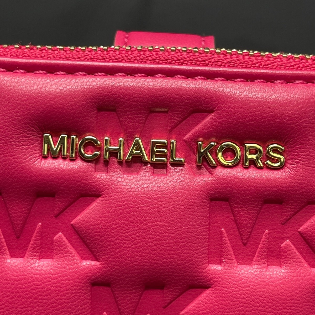 Michael Kors Quilted Embossed MK Logo Jet Set Double Zip