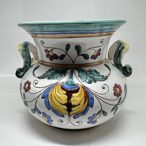 Hand Painted Ceramic Vase Italy Etched Floral Urn Pottery 1803 - Picture 2 of 16