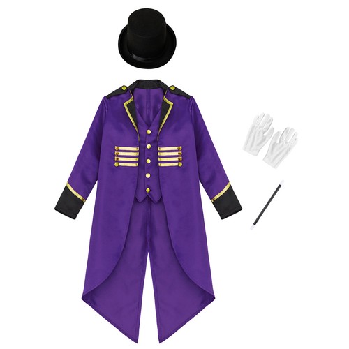 Kids Boys Girls Tuxedo Long Sleeve Tailcoat Party Victorian Vacation Halloween - Picture 31 of 77