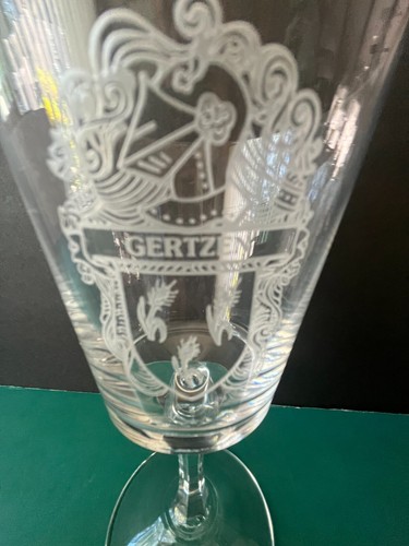 Garanti Fine Lead CRYSTAL WINE Glass Goblet Engraved Last Name Surname GERTZEN - Picture 2 of 3