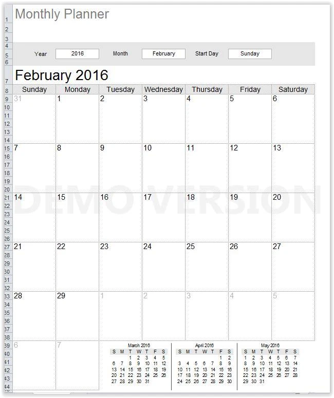 Simple Reusable, Customizable Monthly Calendar Template for MS Excel | eBay