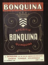 Bonquina Aperitif  French Wine Vintage Liquor Label
