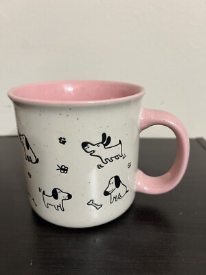 Dog Print Pattern - Pink & Tan Heavy Ceramic Coffee Mug 22oz For Dog Lovers  New | eBay