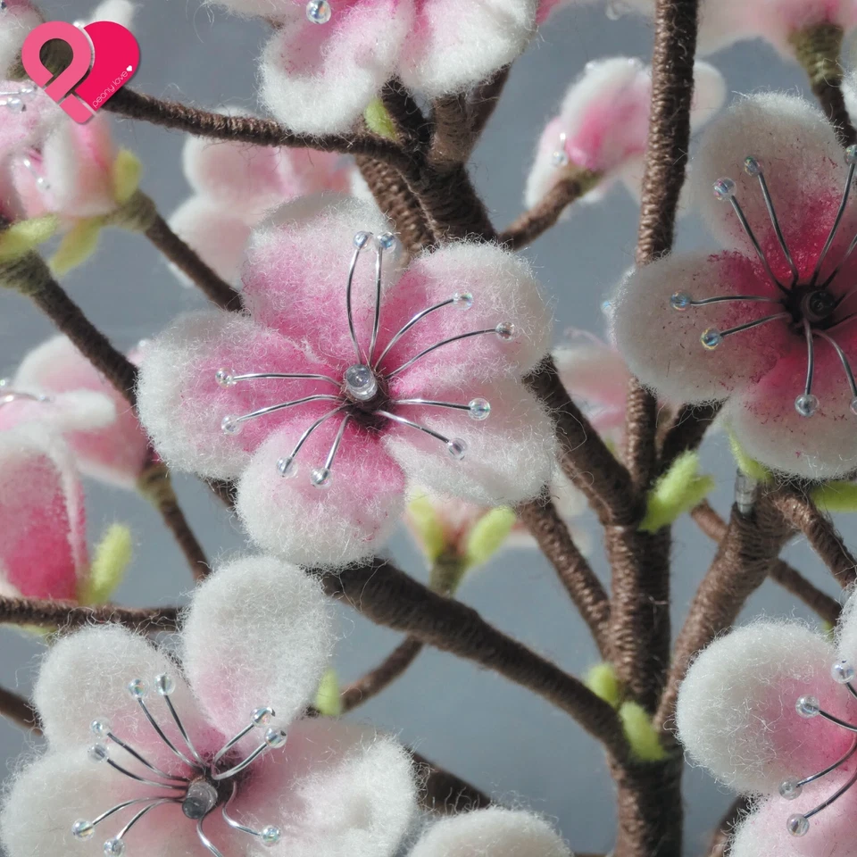 Lámpara de fieltro de lana Sakura flor de ciruelo flor cerezo plumeria ramas LED kit hágalo usted mismo Foto 3 de 4