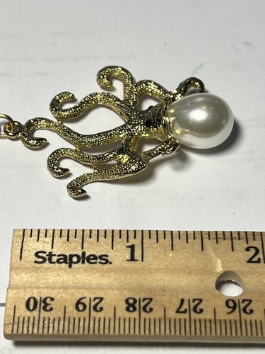 Gold Octopus Pendant, Beach Octopus Necklace, Octopus Necklace, handcraft - Picture 6 of 8