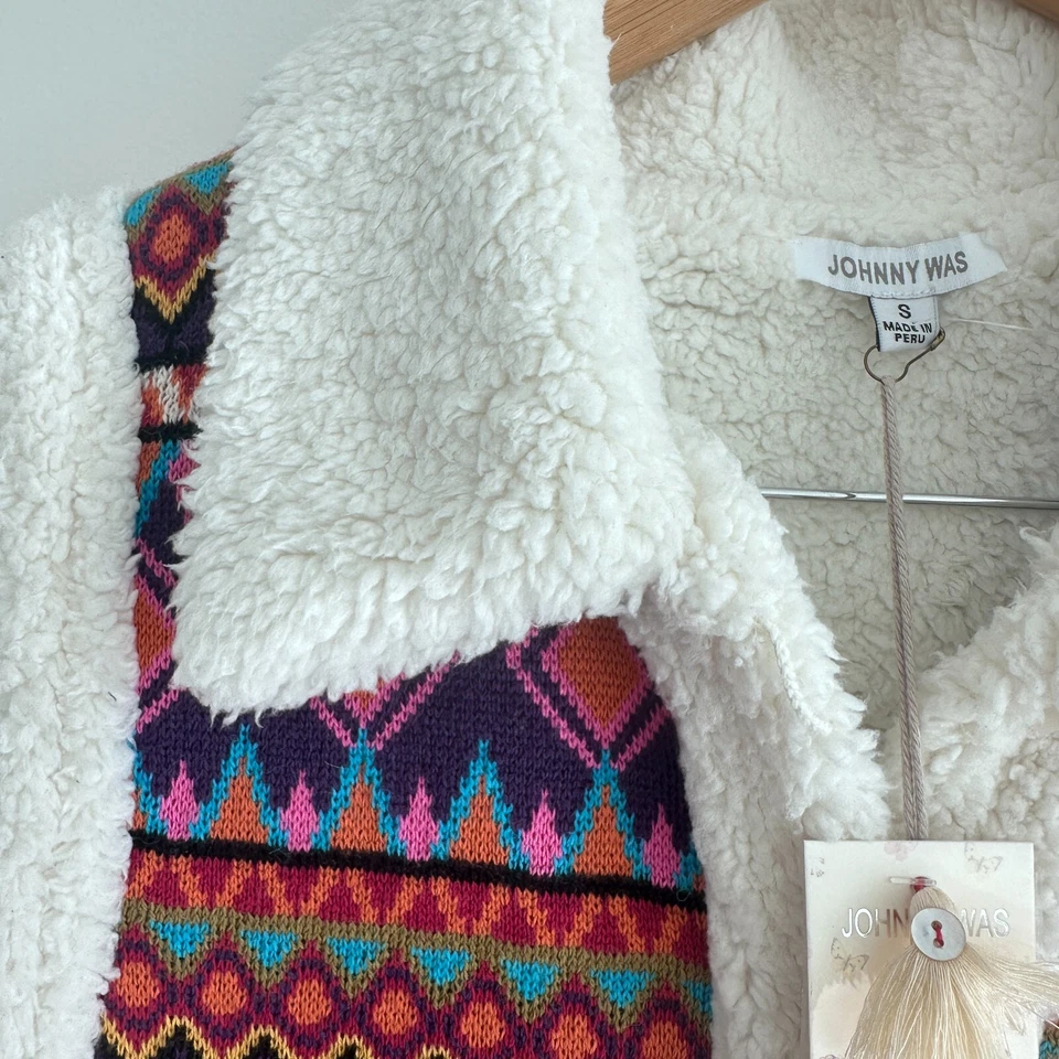 Johnny Was Vest Jacket Women Small Sherpa Alpaca Blend Aztec Navajo Yaya Boho - Image 4 of 4