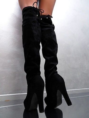 GoGo Original Tacones Altos OTK Sobre la Rodilla Plataforma Botas Negro 36 - Imagen 2 de 6