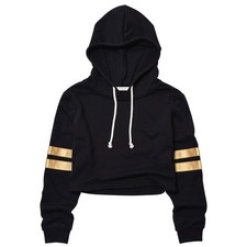 's Cropped Hoodie Black Long Sleeve Loose Pullover Sweatshirts Hoody for Teen...