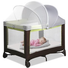 WANRU Pack N Play Tent Cover Bassinet Canopy - Half-Blackout Gray-large