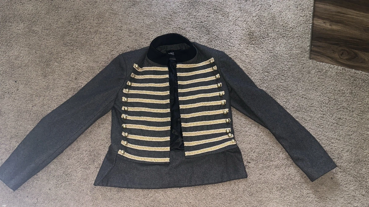 Veste En Jean Militaire Pierre Balmain - Boutons Détails - Gris - Taille XS - Presque Neuve !