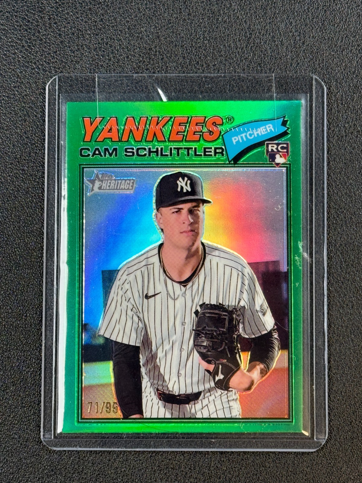 CAM SCHLITTLER 2026 TOPPS HERITAGE CHROME #222 GREEN REFRACTOR ROOKIE RC /99