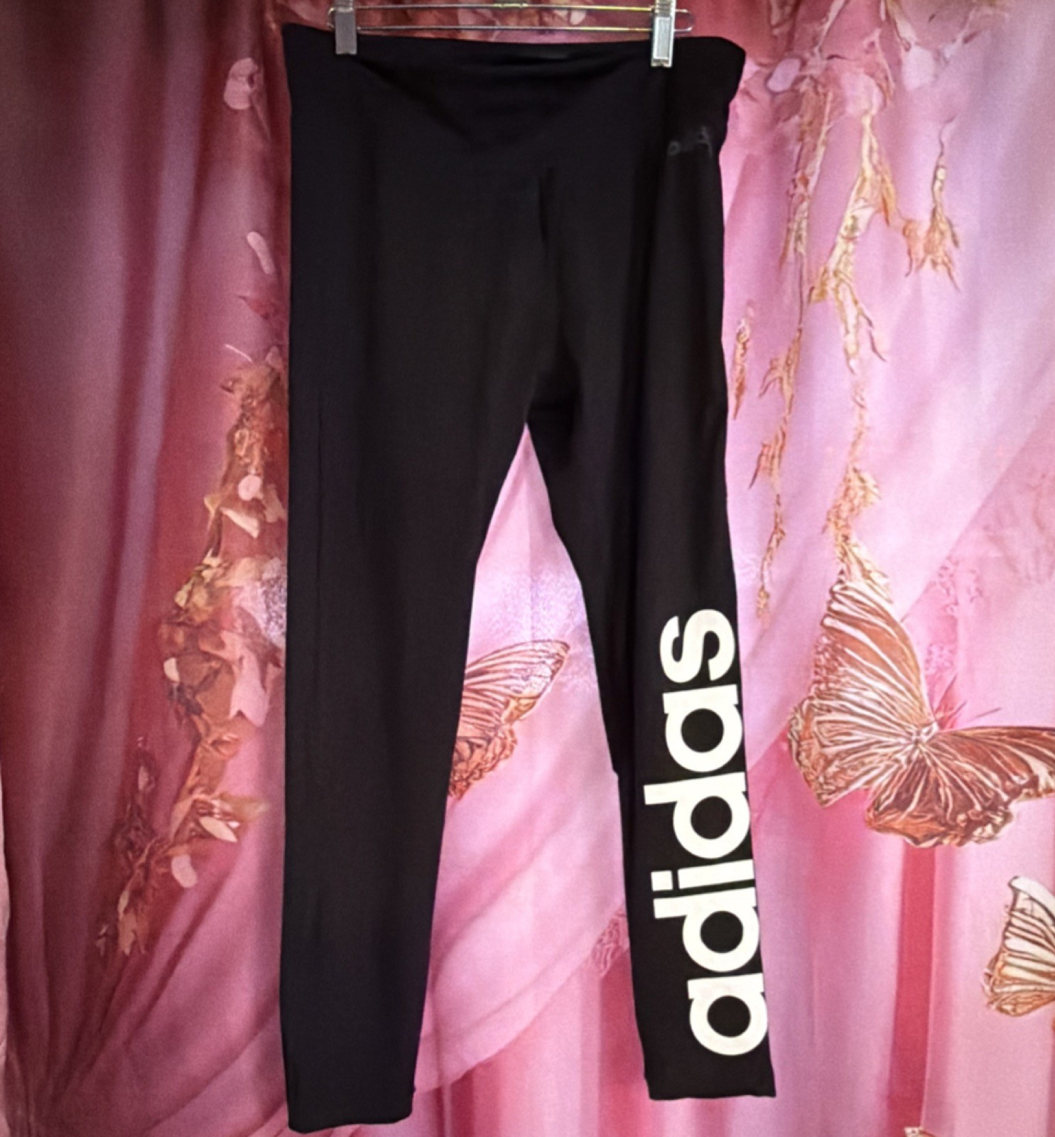 adidas Climalite Ankle Leggings L Black Women's Logo Activewear Elastic Waist