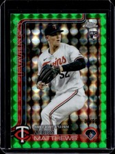 2025 Topps Chrome Update Zebby Matthews RC Green Geometric Refractor #/99 Twins