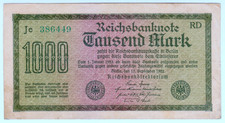 1922 Germany 1000 Mark 386449 Reichsbanknote Paper Money Banknotes