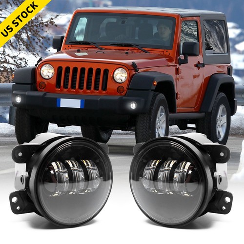 Pair 4'' Inch LED Fog Lights Driving Lights Plug&Play For Jeep Wrangler JK TJ CJ - Picture 1 of 12
