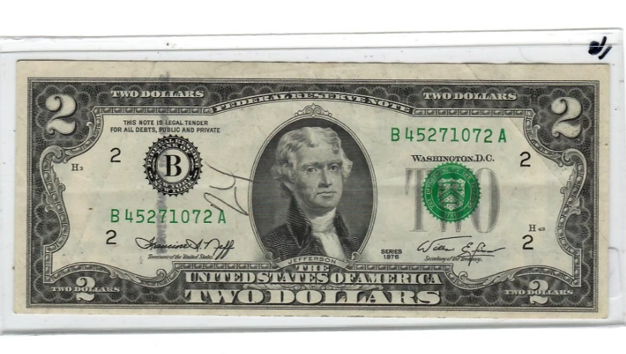 $2 "MISCUT/UPSHIFT ERROR" $2 (1976) $2"MISCUT/ UPSHIFT ERROR"!!! NICE NOTE!! - Image 2 of 3