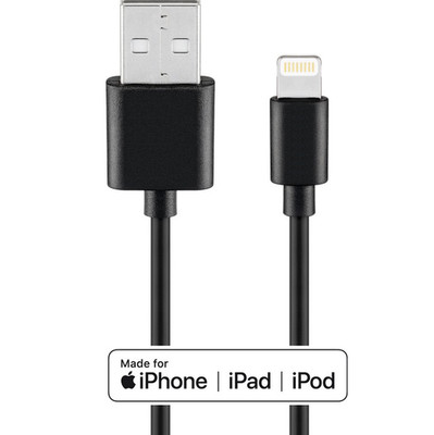 Ampire W72904 - Ampire USB-A Cable to Apple Lightning Male, 50cm, Black