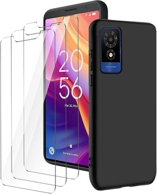 Hülle für TCL 501 (6.0'') schwarz Handyhülle + 3 Stück Hartglas