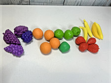 Little Pretend Play Food Lot Of 20 Rubber Grapes Bananas Oranges, and others