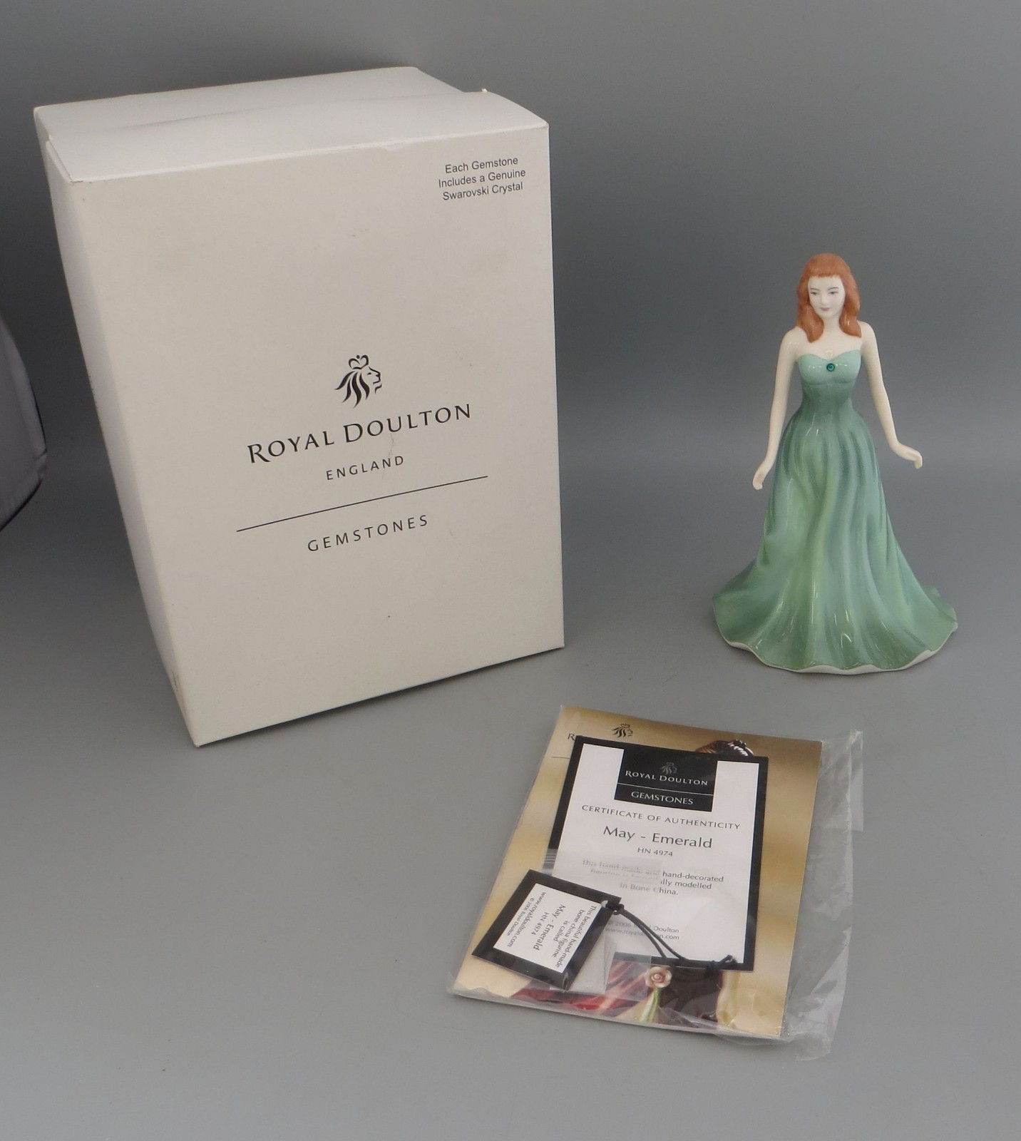 Royal Doulton May Emerald HN4974 Gemstones Figurine Swarovski Boxed + Cert