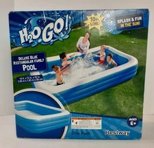 BRAND NEW Bestway H2OGO! Deluxe Blue Rectangular Family Pool 10FT x 6FT x 22"
