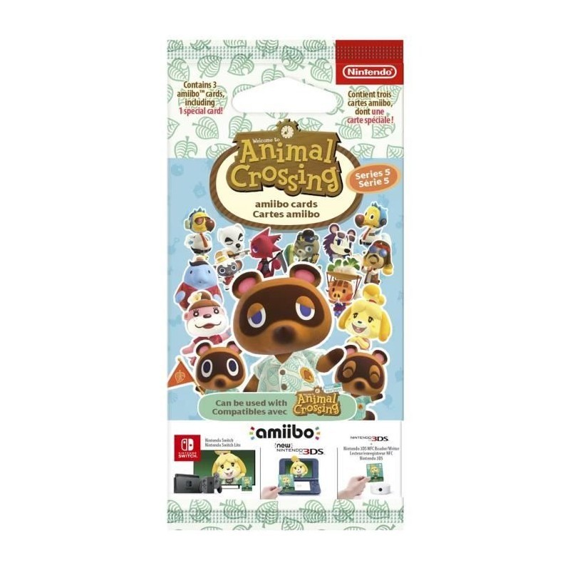 Cartes Amiibo Animal Crossing Série 5 - Paquet de 3 cartes collection Nintendo pour console Switch