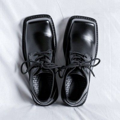 Men's Square Toe Dress Formal Derby Lace Up Casual Platform Business Shoes Hot