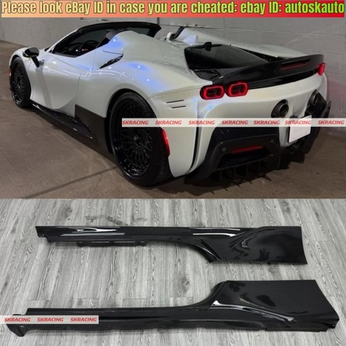 For Ferrari SF90 Dry Carbon Fiber Front Rear Lip Side Skirts Spoiler Wing Kits - Picture 72 of 104