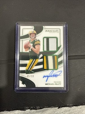 Michael Pratt On Card Auto /18 2024 Panini Immaculate Dual Rookie Patch Packers