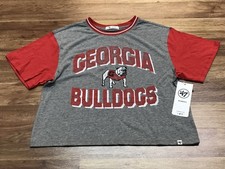 WOMENS M - NEW '47 Brand NCAA Georgia Bulldogs Football T-Shirt Gray Red
