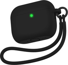 Matekxy for AirPods Pro 3 Case 2025 Silicone Black Cover Lanyard Keychain New