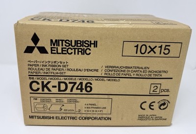 Mitsubishi CK-D746 Two Rolls of Photo Printer Paper & 2 Ribbons 10 x 15 (4 x 6 )