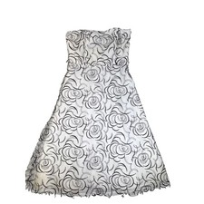Davids Bridal Womens 8 Strapless Black Rose Embroidered White Midi Dress 81568S