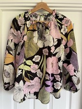And/Or John Lewis Floral Peasant Blouse, Size 10