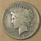 $1 1921 Peace Silver Dollar Good Detail F.S.M. c/s On Reverse * AvenueCoin