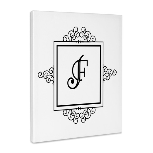 Initial letter F personal monogrammed fancy black and, Museum Grade Canvas Wrap