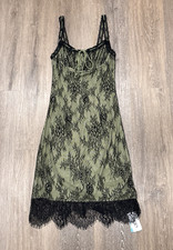 Cider Dress Small Green Black Lace Y2K Whimsigoth Babydoll Milkmaid Midi NEW