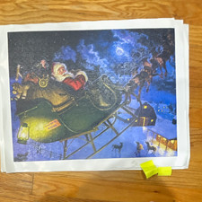 Santa Claus in Sleigh Christmas Night Scene Jigsaw Puzzle, 500-749 Pieces