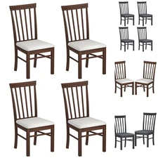 HOMCOM Dining Chairs Set, Farmhouse Upholstered Chairs with Rubber Wood Frame