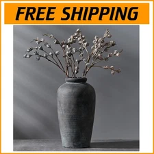 Elegant Handmade Rustic Ceramic Vase - 11-Inch Bronze Accent for Living Spaces
