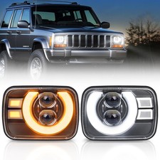 2pcs 5x7 7x6 Led Driving Lights Rectangle Anti-glare Drl For Wrangler Cherokee