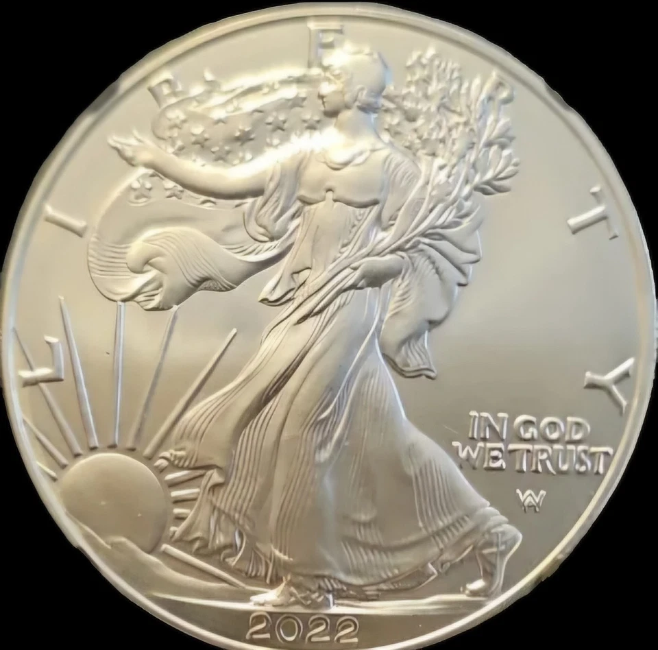 2022-W Burnished Silver Eagle MS70 NGC   Eagle Label Early Releases  - Image 2 of 4